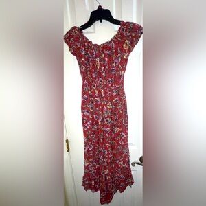 Angie floral jumpsuit, off the shoulder, XS